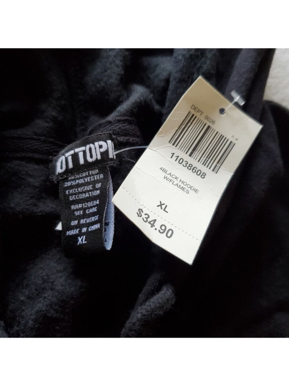 Hot Topic Black Hoodie Flame Sleeve XL Womens Pullover Cropped Shorter Length - Picture 9 of 10